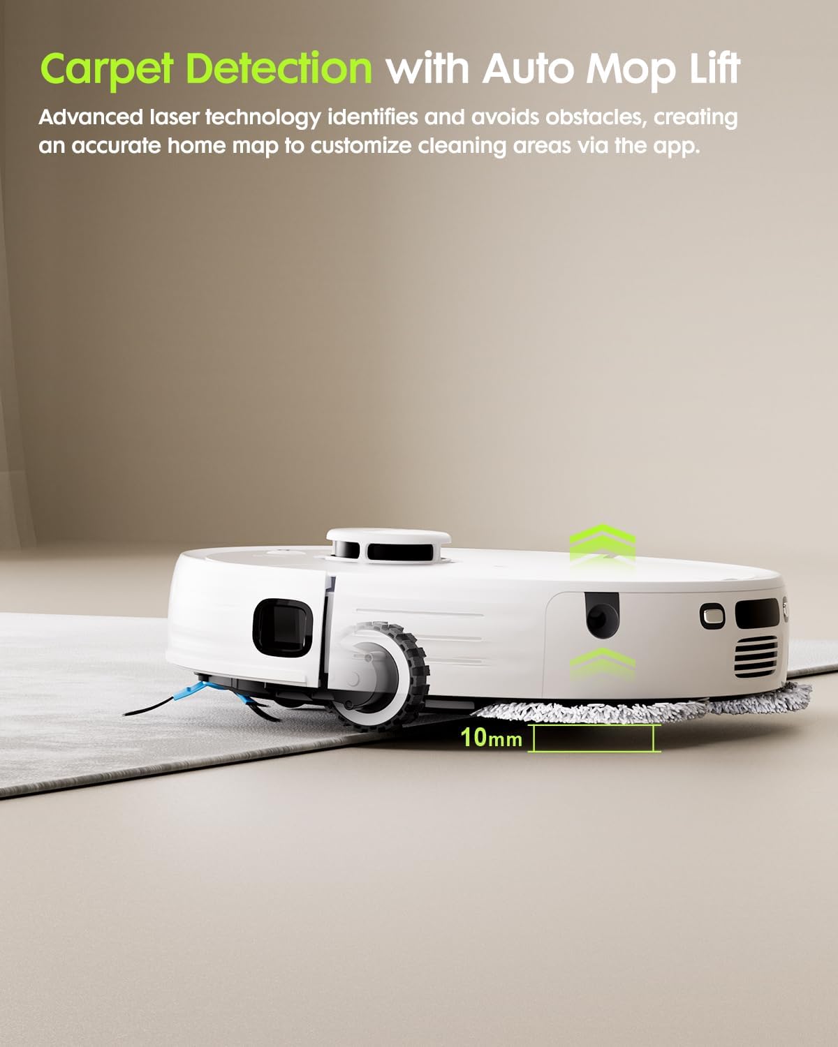 V5 Robot Vacuum and Mop, Self-Emptying Robotic Vacuum Cleaner, 8500Pa Suction, Pet Hair Tangle Cutter, Laser Navigation, Cat Laser, Carpet Detection, Ideal for Hard Floor, Tile, and Carpet