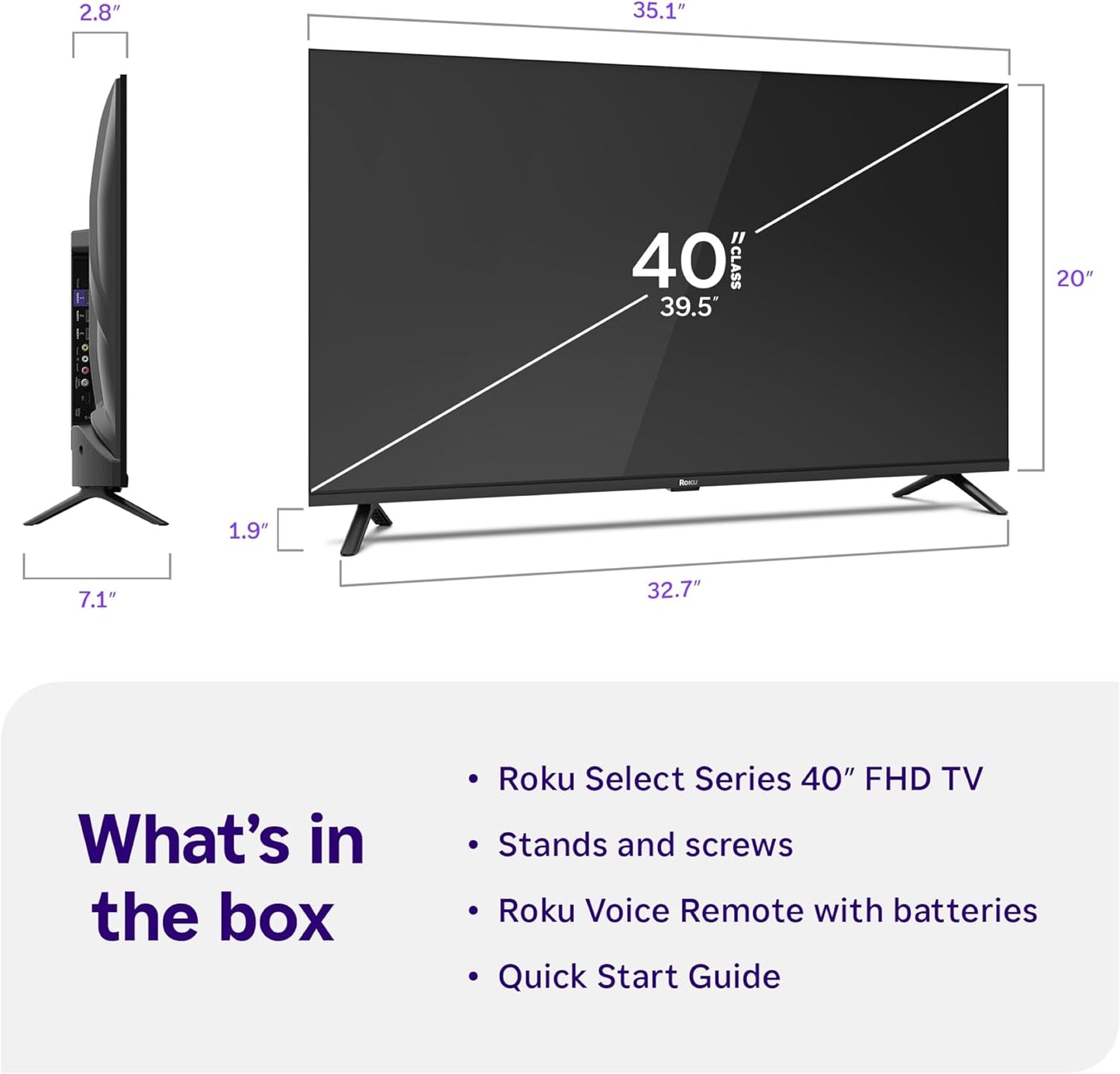 Roku Smart TV 2026 – 40-Inch Select Series, 1080p Full HD TV – Roku TV with Voice Remote – Flat Screen LED Television with Wi-Fi for Streaming Live Local News Sports & Movies, Bluetooth Headphone Mode
